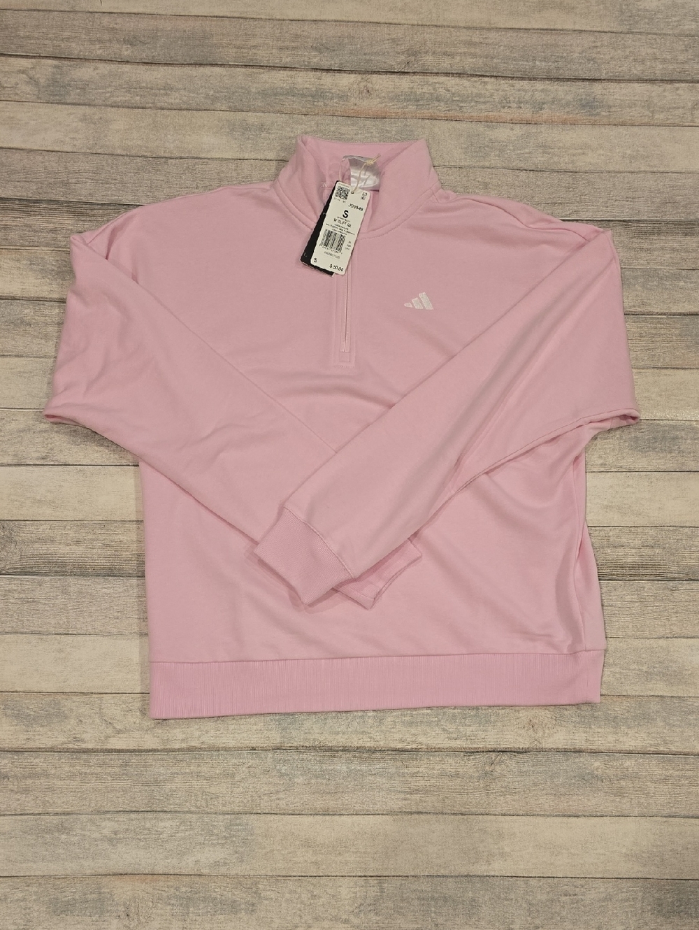 Adidas Womens Light Pink Half-Zip Pullover Sweatshirt Sz Small NWT